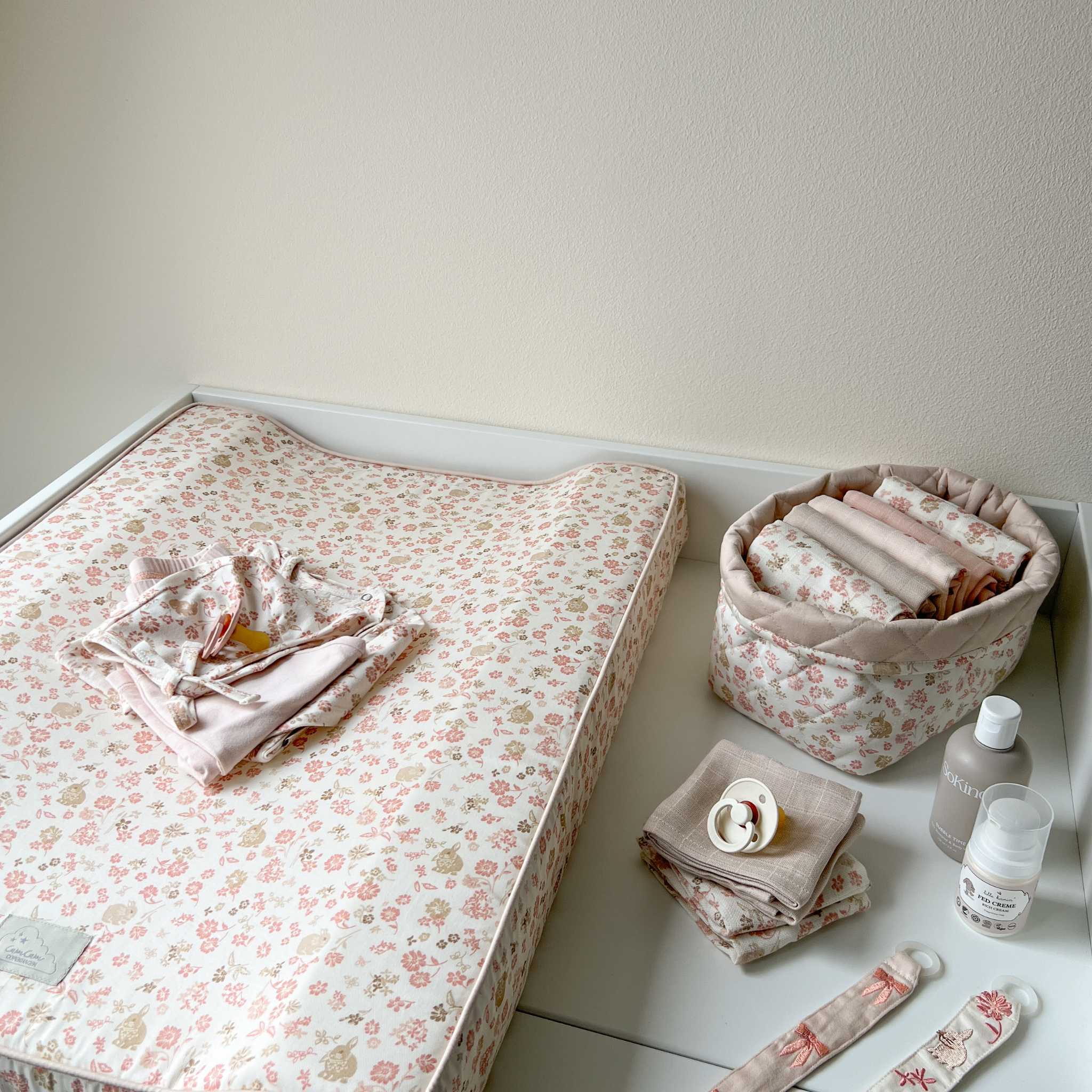 Cam Cam Quilted Storage Basket - Set of 2 - Augusta - On Changing Table