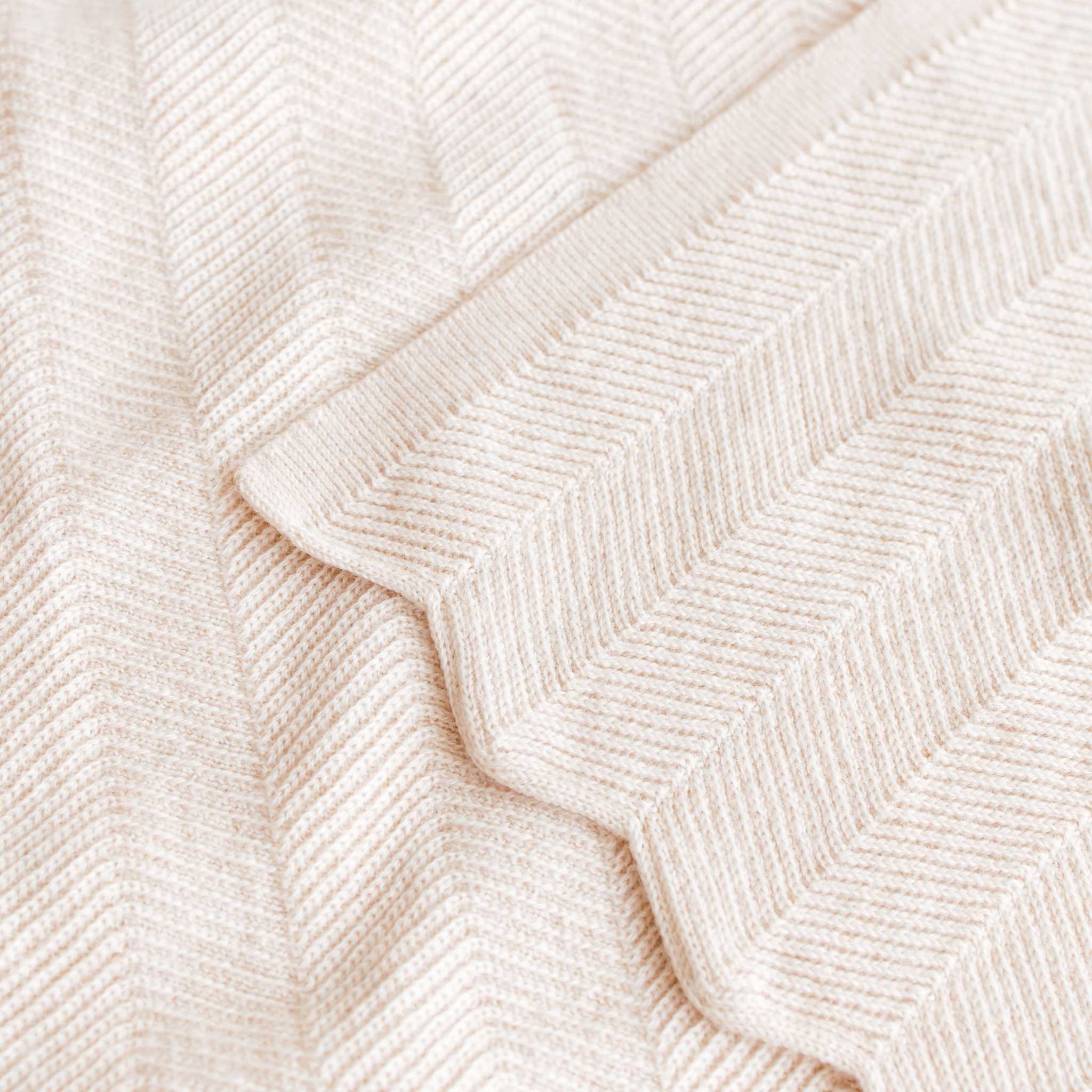 Hvid Freddie Merino Wool Baby Blanket - Cream - Edge Details