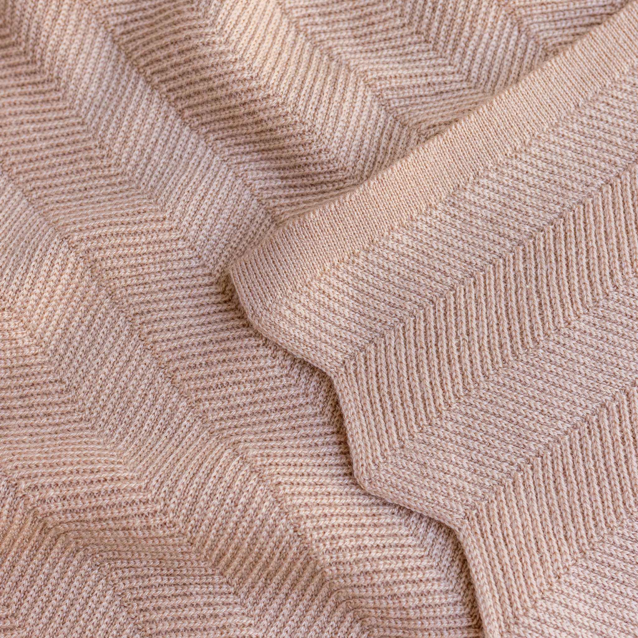 Hvid Freddie Merino Wool Baby Blanket - Rose - Edge Details