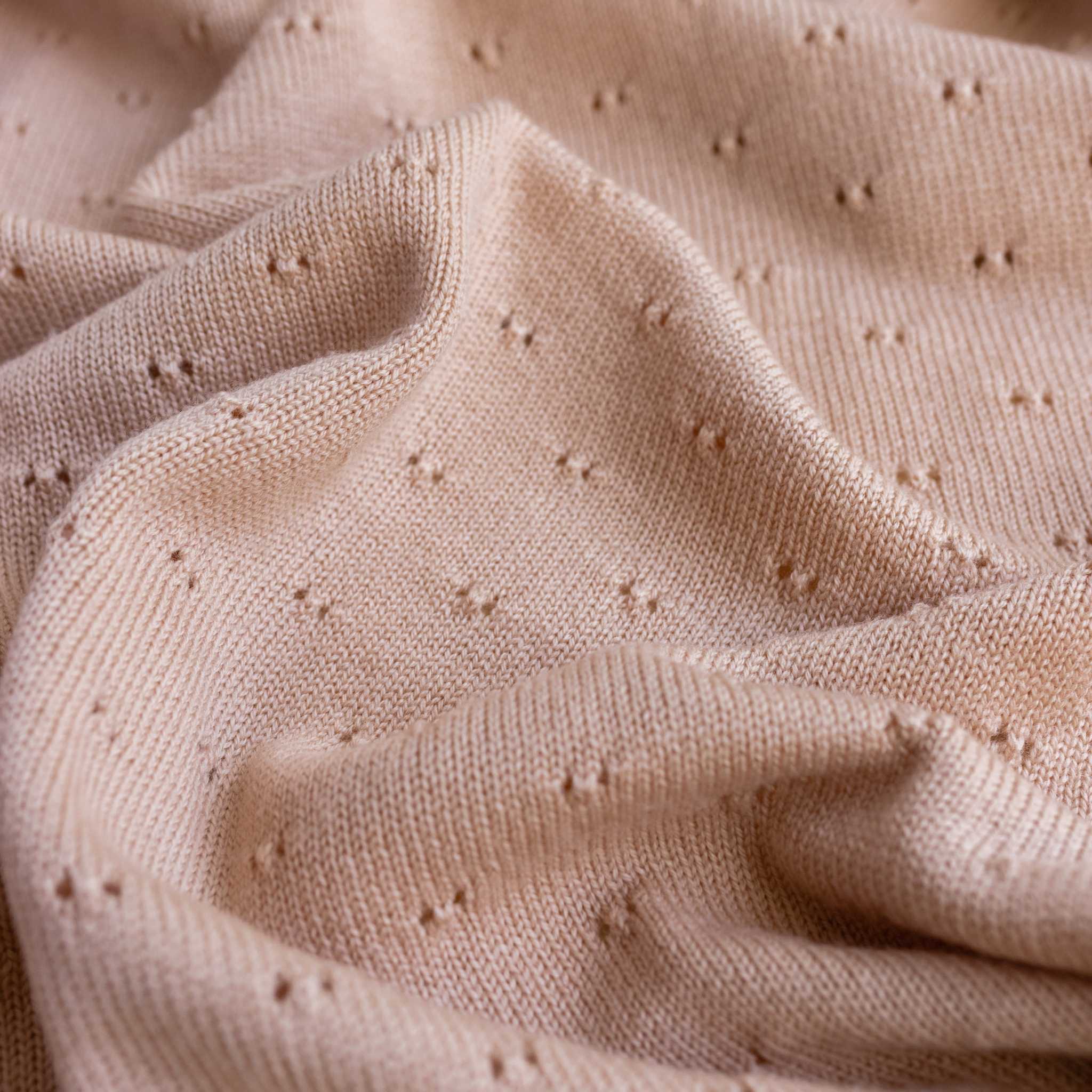 Hvid Merino Wool Bibi Blanket In Apricot Material Detail Close Up