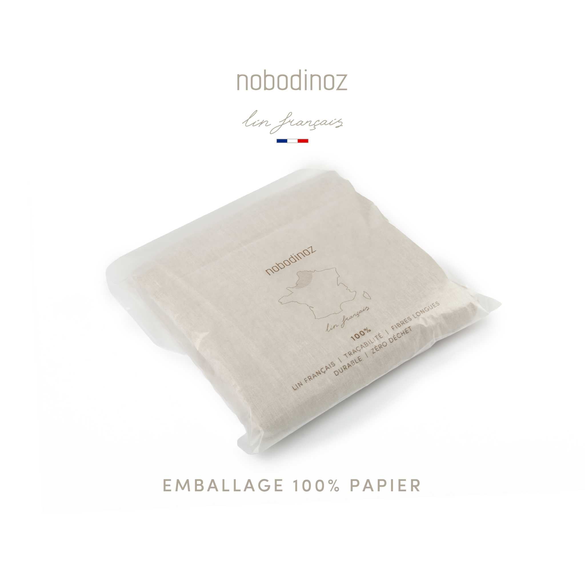 Nobodinoz Lin Francais Changing Pad - Greige - Packagaing