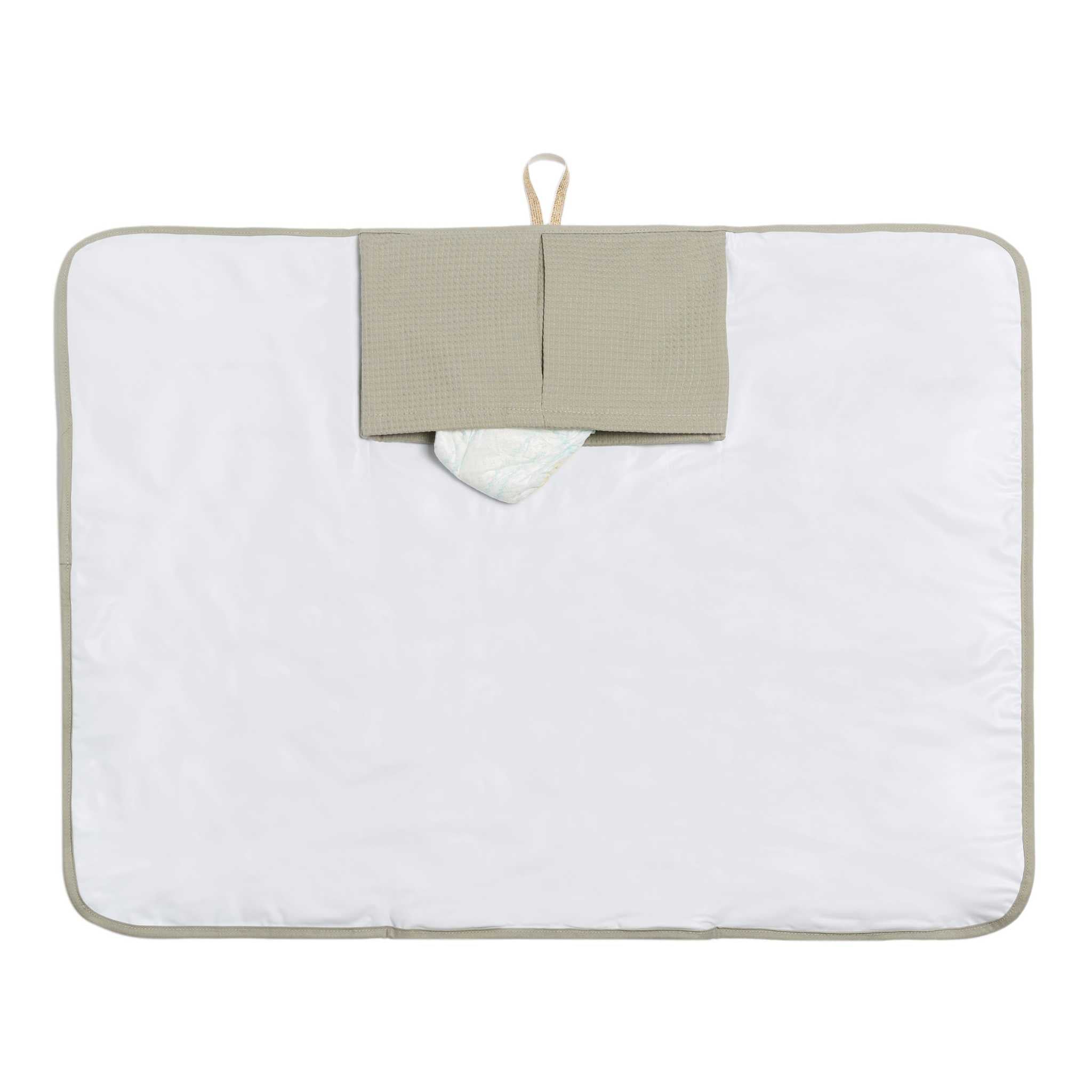 Nobodinoz Mozart Changing Pad - Laurel Green - Opened out Showing Pocket