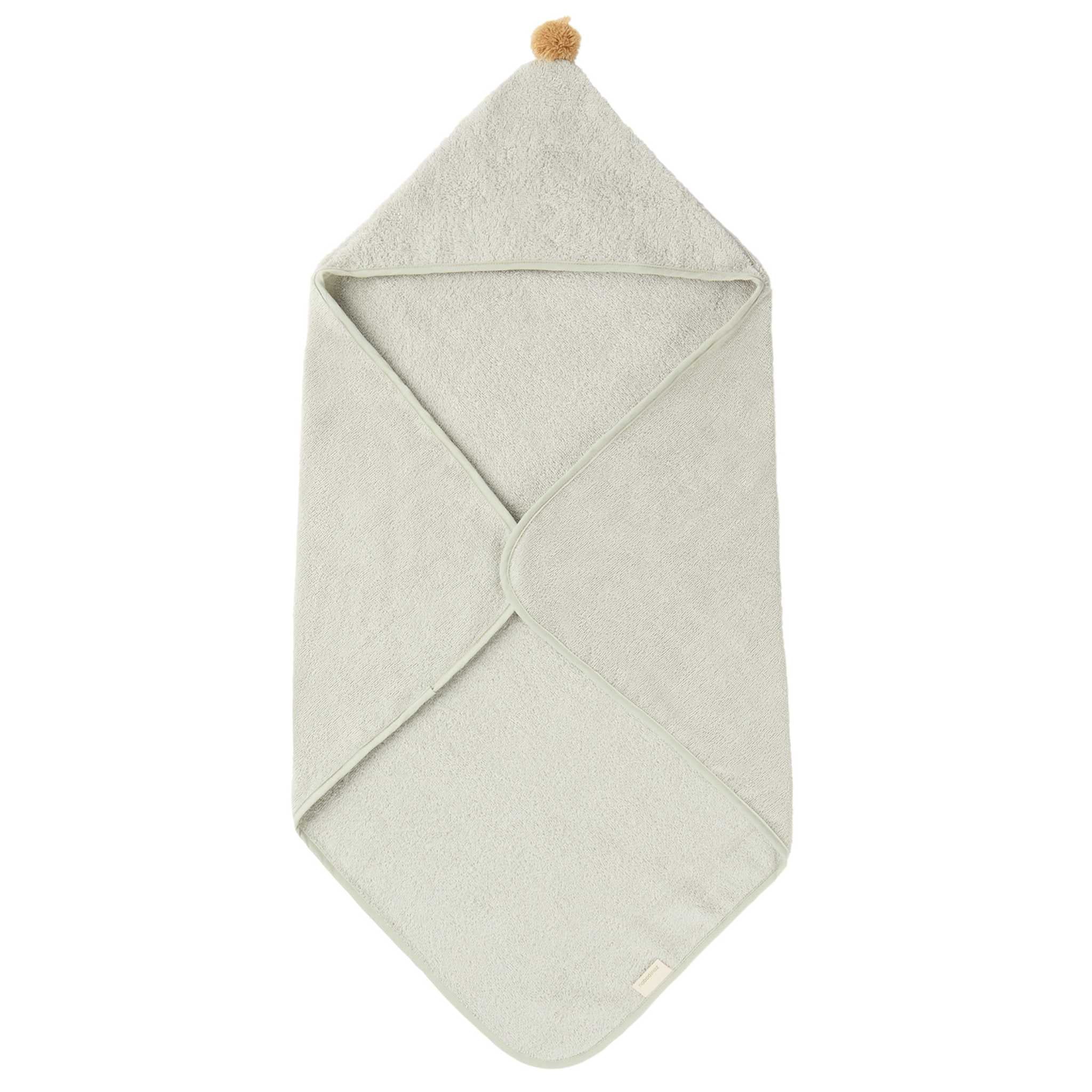 Nobodinoz So Cute Baby Bath Cape - Sage Green - Folded