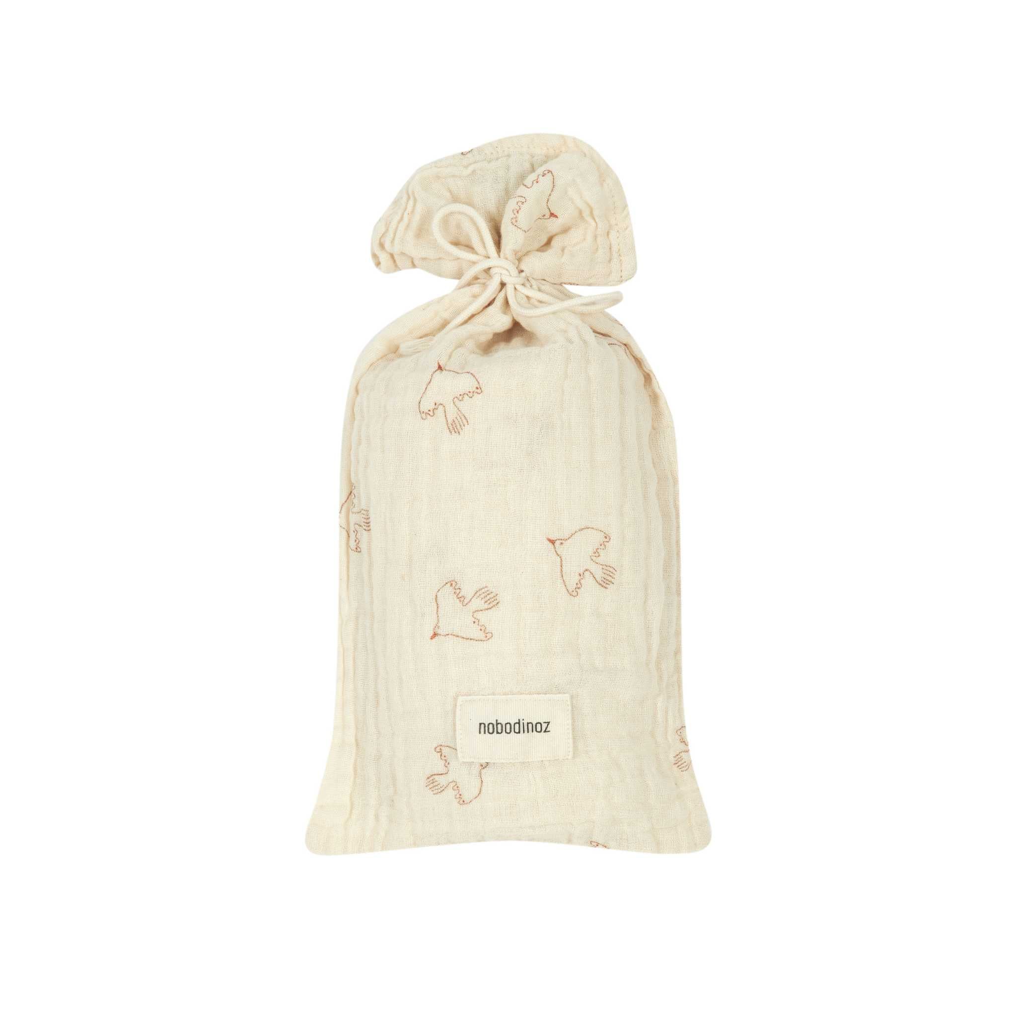 Nobodinoz Wabi Sabi Gift Swaddle - Brown Hoshi Birds - Gift Bag