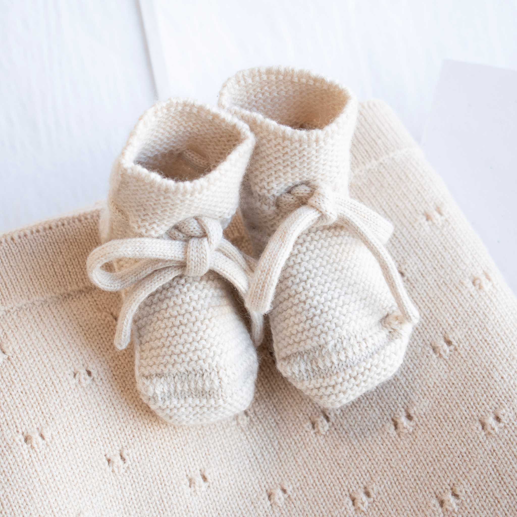 Baby Booties on Bibi Blanket Close Up