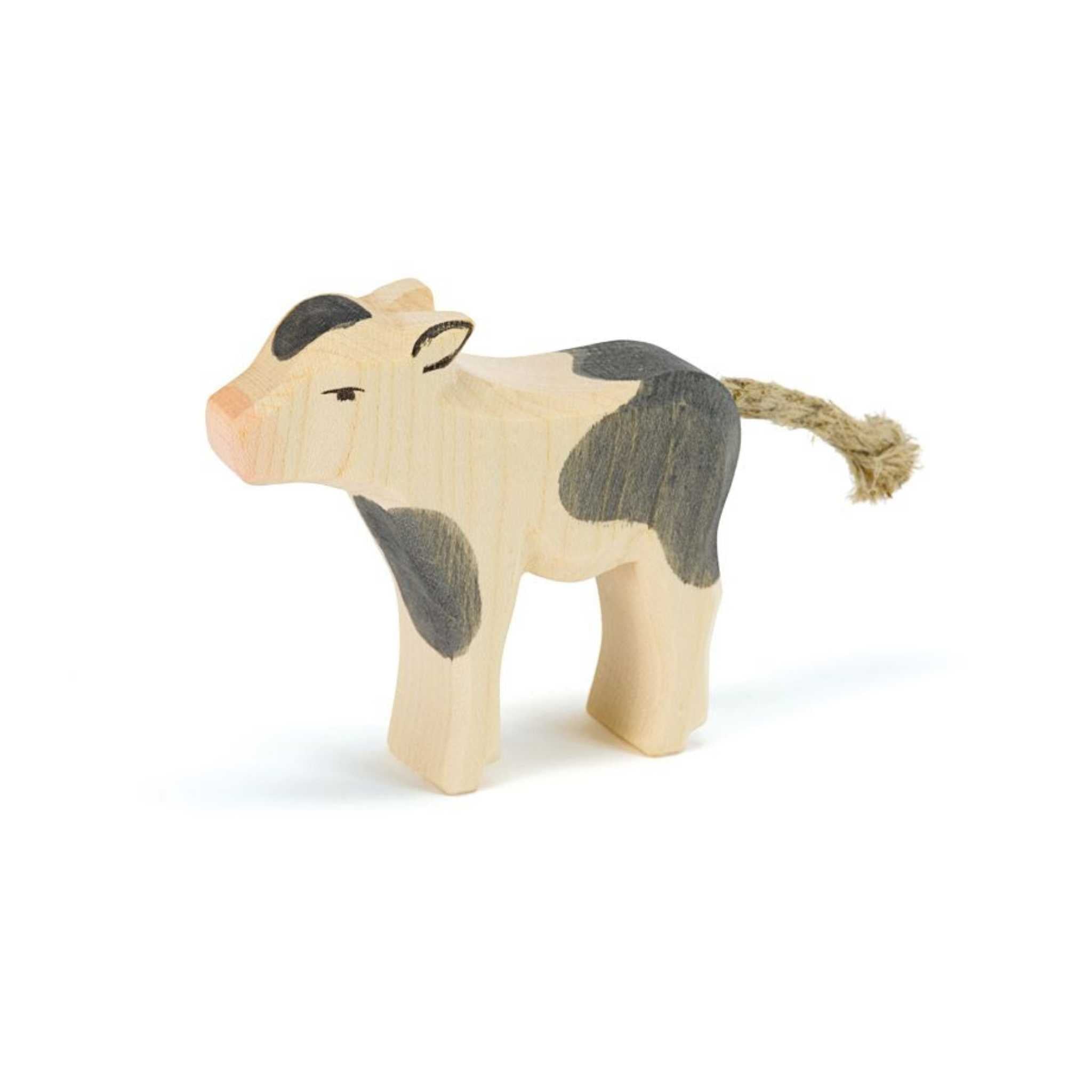 Ostheimer Wooden Toy Animal - Black & White Calf Standing